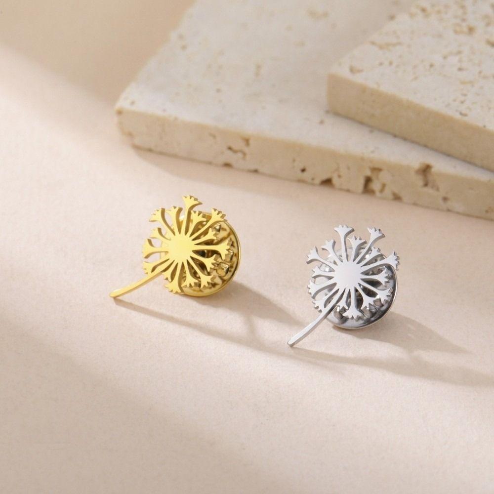 Stainless Steel Blowball Brooch Luxury Suit Badge Pin Trendy Women Brooch Suit Collar