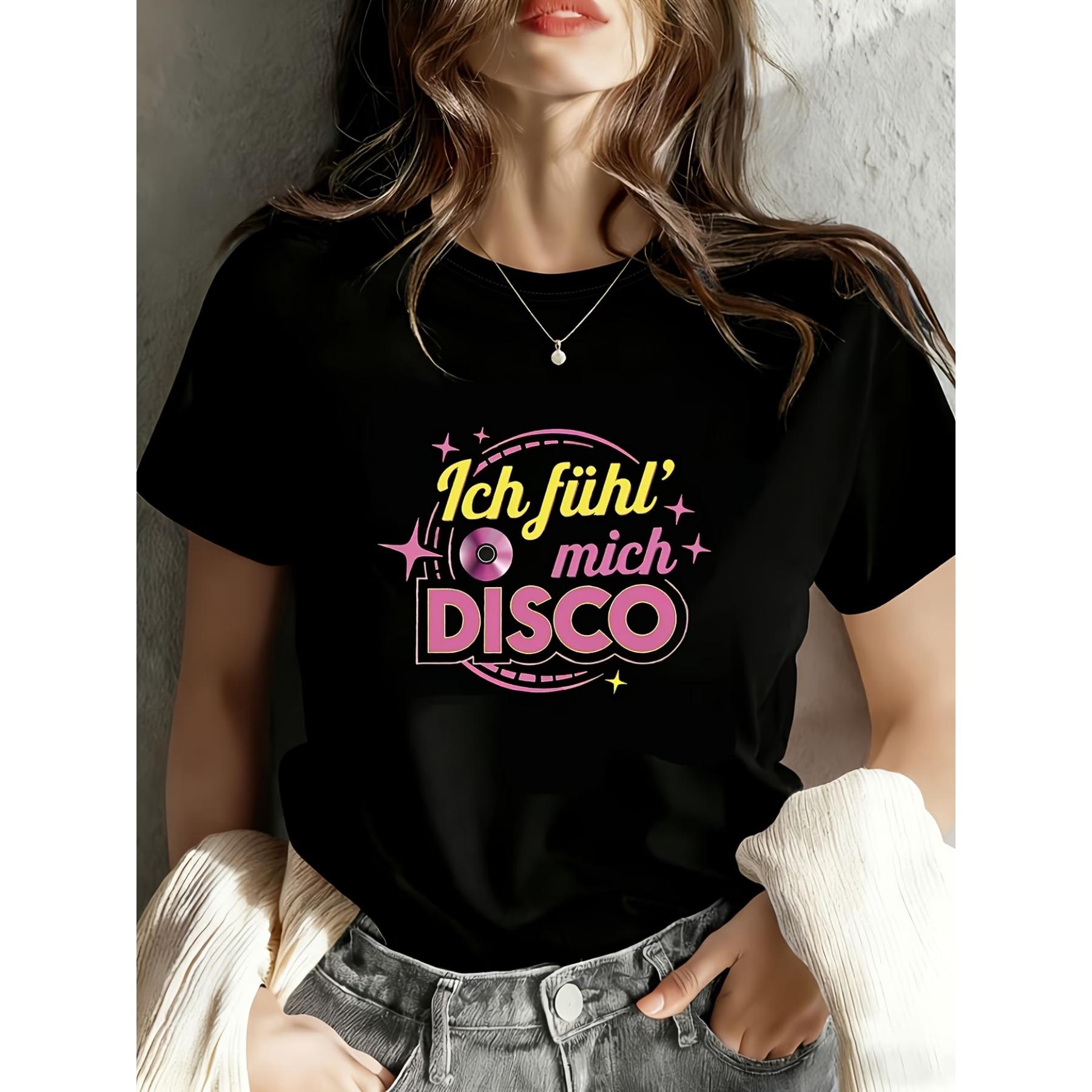 

Женская черная футболка с коротким рукавом и круглым вырезом, принт с буквами, повседневный стиль, топы S