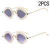 Diamond Studded Small Frame Cat Eye Y2k Sunglasses High-end Luxury Ball Metal Sunglasses Retro New Peacock Glasses 81064