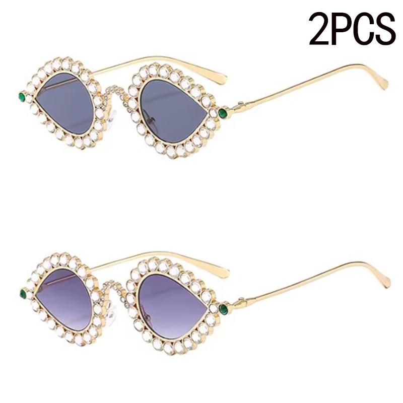 Diamond Studded Small Frame Cat Eye Y2k Sunglasses High-end Luxury Ball Metal Sunglasses Retro New Peacock Glasses 81064