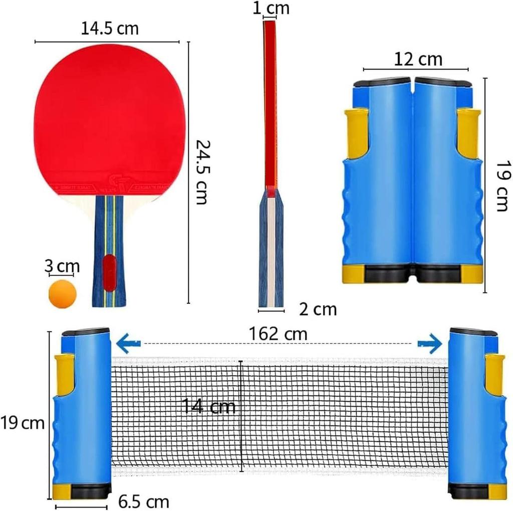 Portable Table Tennis Set with Extendable Table Tennis Table Set for Home Includes 2 Ping Pong Rackets and 3 Ping Pong Exercise Toy for Indoor Mini