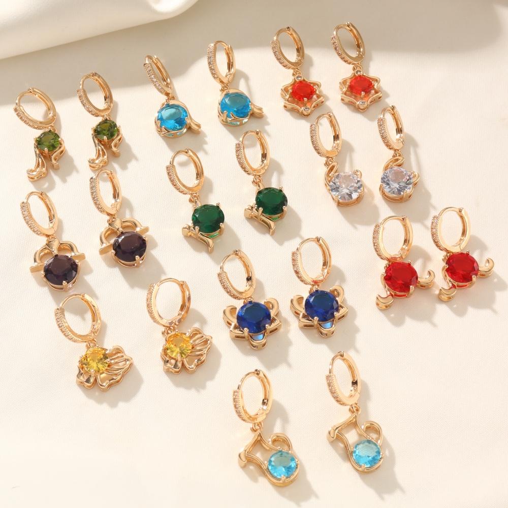 Sparkling Yellow Zirconia  Dangle Earrings for Women Earring Jewelry Wedding Party Accessories