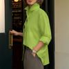 Women Shirt Lapel Long Sleeve Loose Fit Shirt Tops Metal Buttons Pure Color Summer Shirt Work Parties Casual Wear