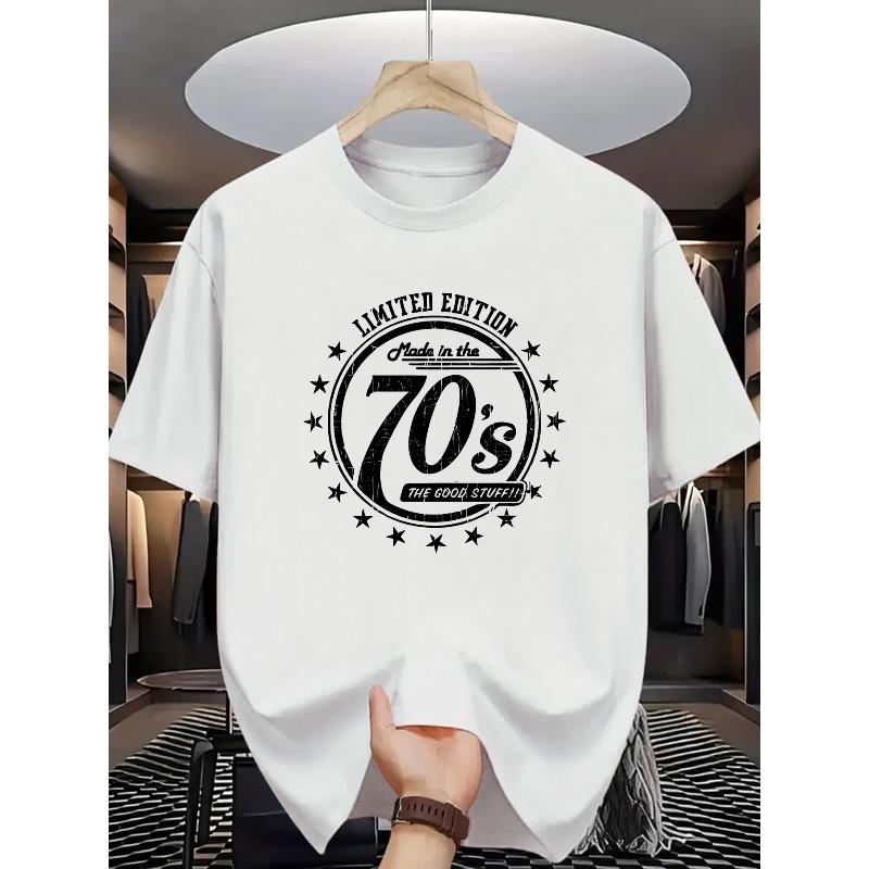 

Men s Vintage Graphic T-Shirt - Retro 1970s Inspired Casual Round Neck Tee, Machine Washable Summer Top for Retro Lovers & 70s Fans, Comfortable Fit S белый