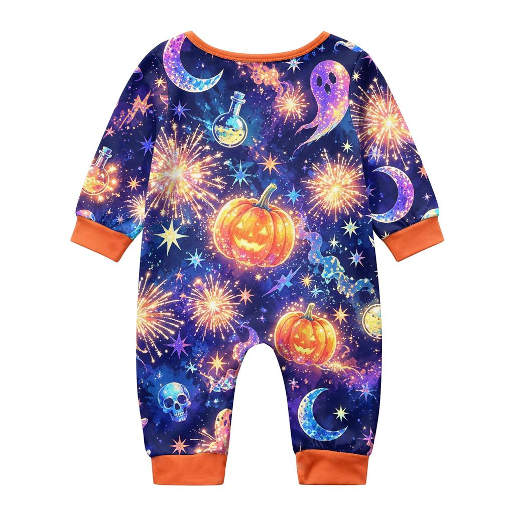 Family Matching Halloween Printed Loungewear Set Short Sleeve Top and Pajama Pants