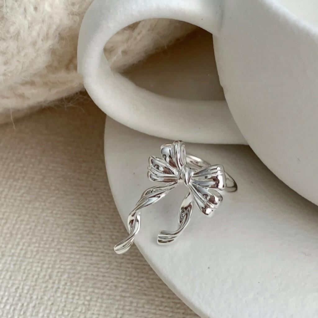 Women s Adjustable Open Ring with Irregular Sweet Ribbon Bow Design Adjustable