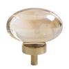 Gold Base Kitchen Cabinet Knobs Champagne / Transparent Wardrobe Handles  Cabinet Door