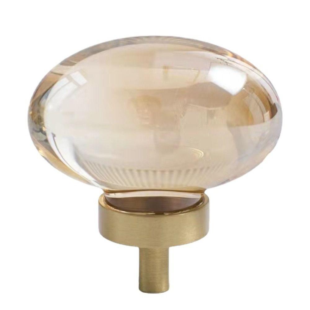 Gold Base Kitchen Cabinet Knobs Champagne / Transparent Wardrobe Handles Cabinet Door