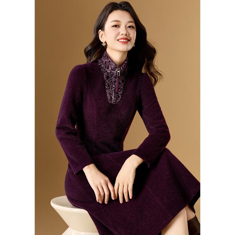 Elegant Faux Mink Velvet Pleated A-Line Dress