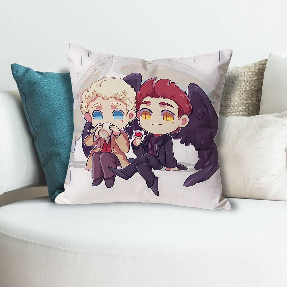 GGood OOmens TV Anime Celebrity Merchandise AllMatch Printed Pillow Case Sofa Car Office Room Decoration Protector