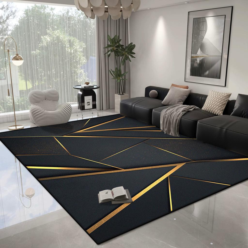 Modern Geometric Carpet Living Room Light Luxury Decoration Bedroom Non-slip Rug Easy Cleaning Lounge Plush Floor Mat Washable
