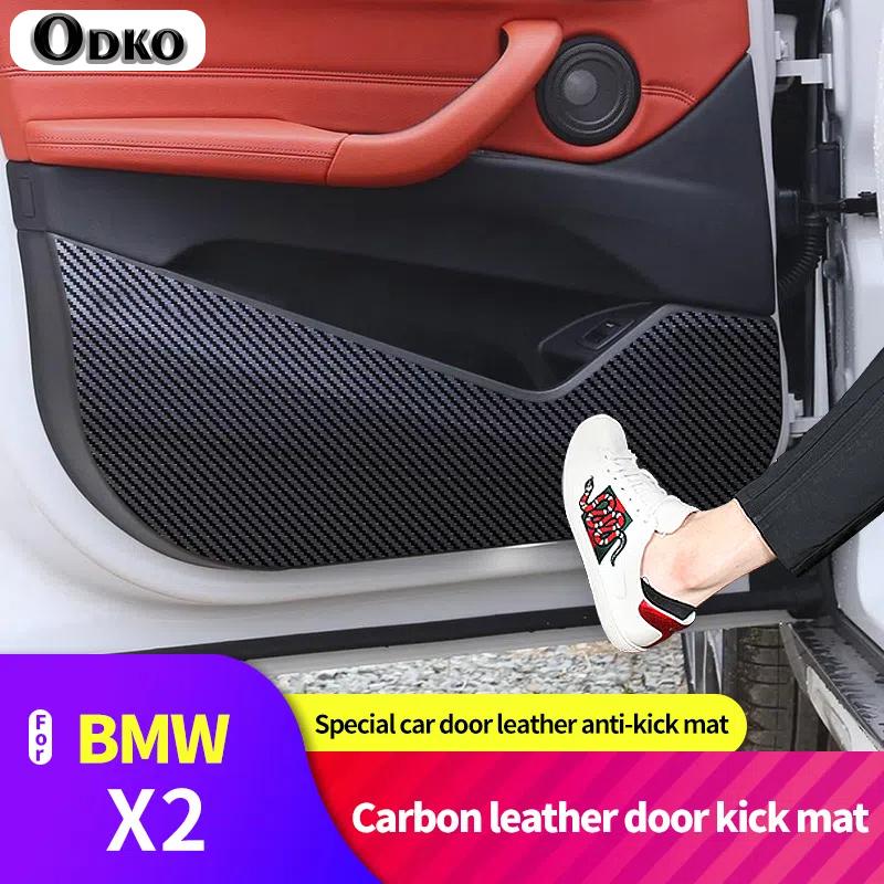 For BMW X2 2018- Leather Carbon Fiber Sticker Door Anti Kick Cover Sill Protection Mat Car Sticker Car Accessories
