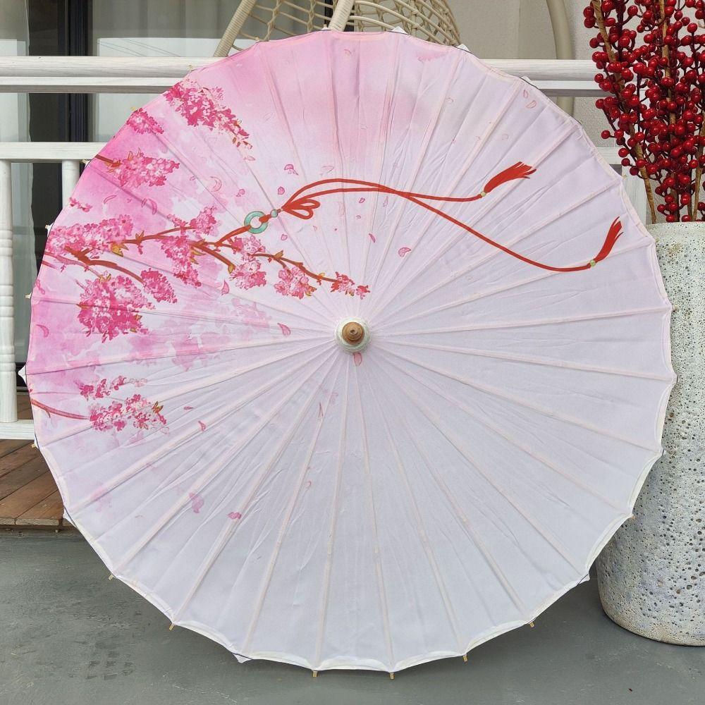 Handheld Silk Cloth Women Umbrella Chinese Style Ancient Dance Umbrella Photograph Prop