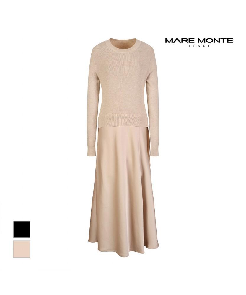 MAREMONTE Round Neck Color Block Knit Dress_M242Mop11P0