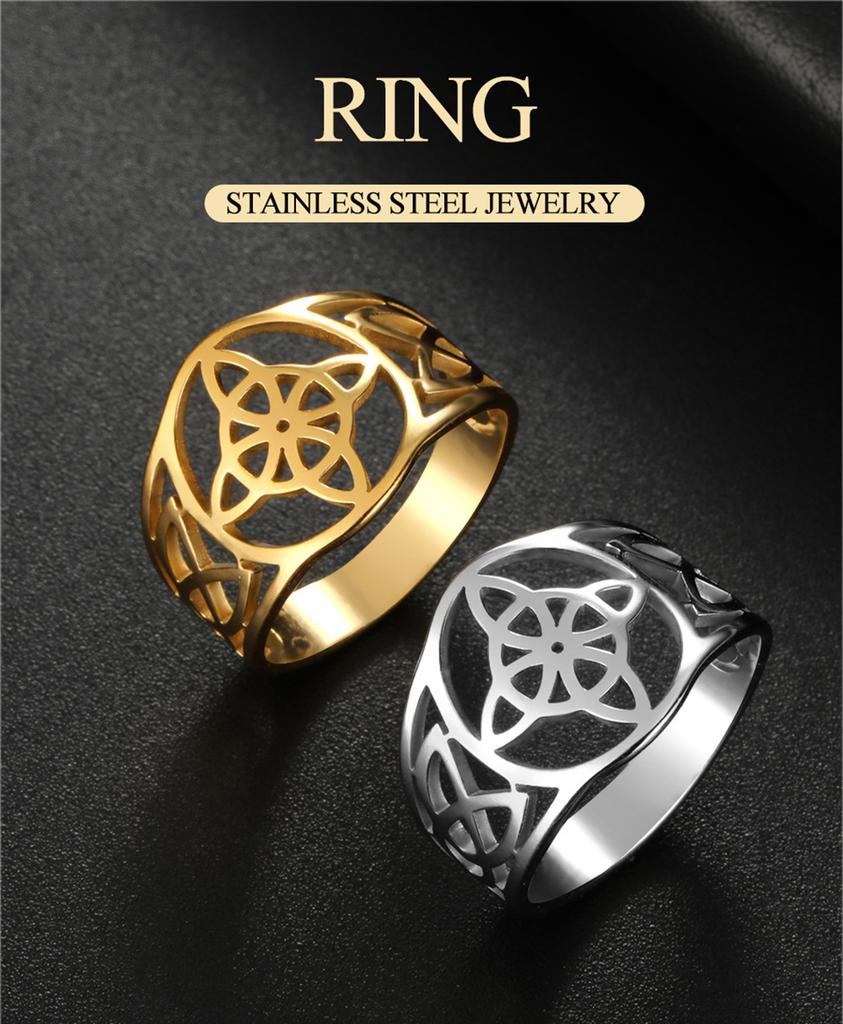 Dawapara Anello da Donna Nodo di Strega Nodo Celtico Anello Triquetra della Trinità Amuleto di Stregoneria Gioielli Wiccan in Acciaio Inossidabile
