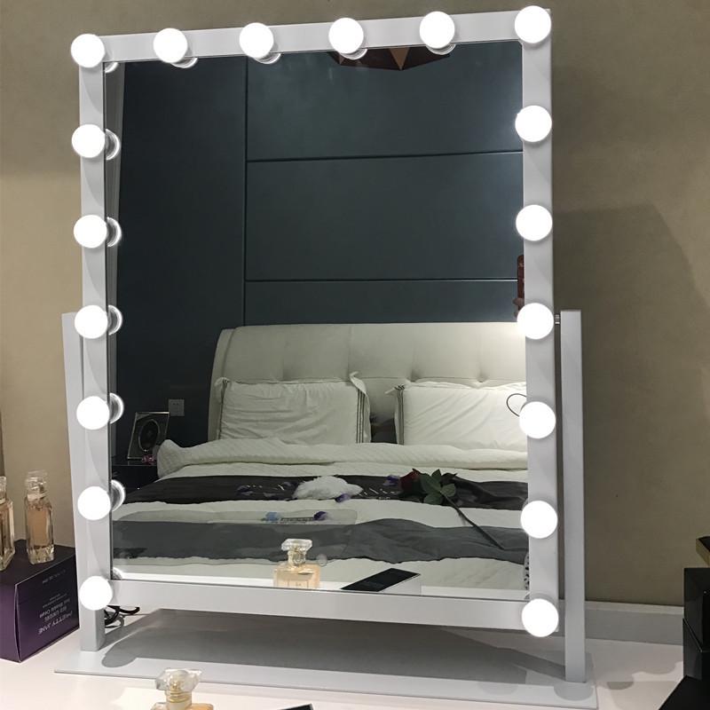 Large LED Lighted Makeup Vanity Mirror Square Portable Beauty Mirror
