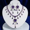 Conjunto de Collar y Pendientes con Corazón de Zirconia de Moda Transfronterizo en Morado Claro