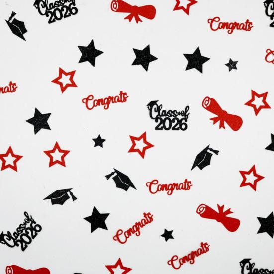 Yousheng 100 Pcs Graduation Confetti Glitter Grad Caps Bows Stars Confetti Class of 2026 Party Table Centerpiece for Graduation Party