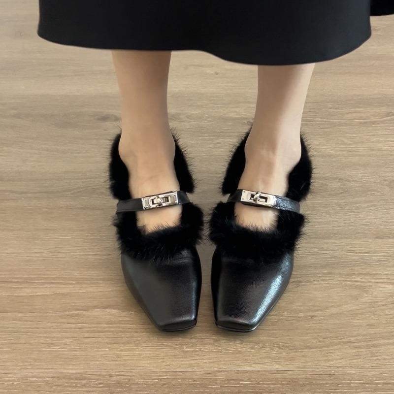 Retro Square-toe Single-strap Low-profile Casual Shoes for Women
