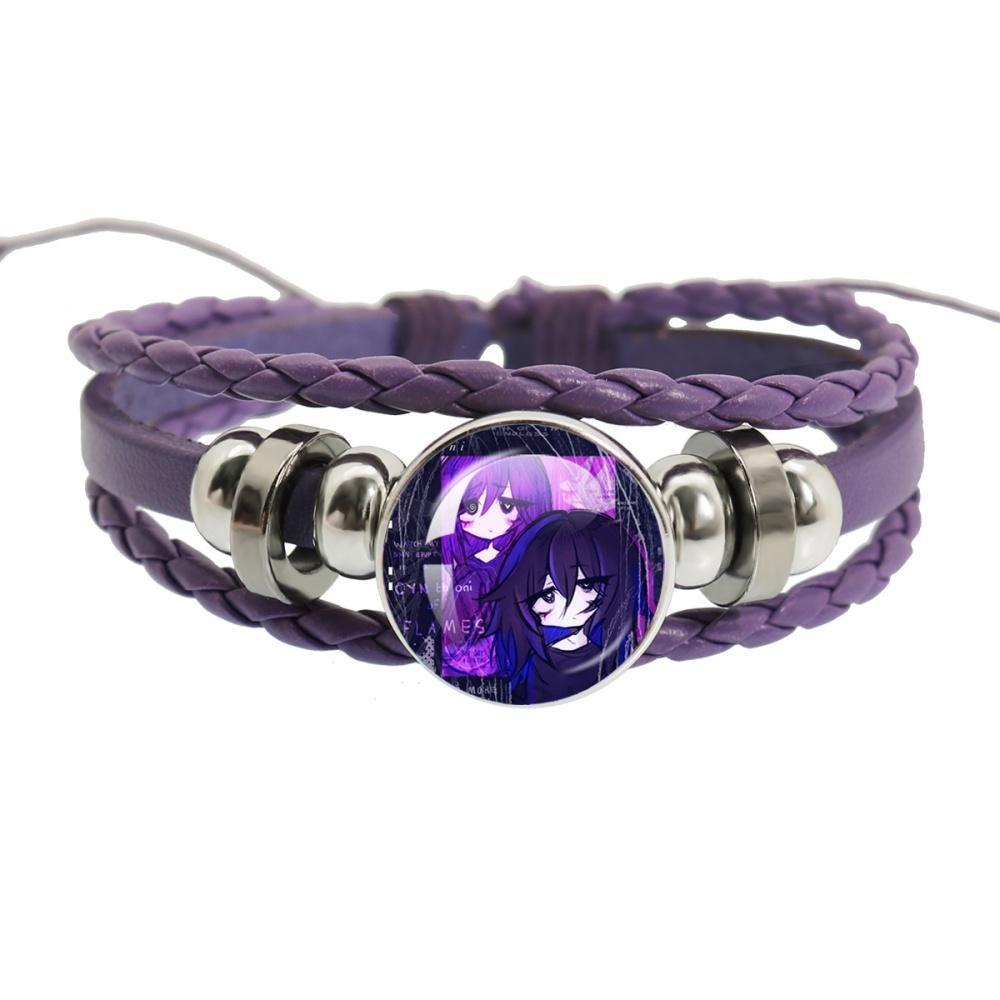Sewerslvt Schizofrenia Dnb Cover Album Cartoon Creative Button Rope Button Purple Leather Bracelet Jewelry Charm Fans Gift