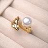 Baroque Imitation Pearl Irregular Rings for Women Men Unique Personality Design Wide Opening Rings Banquet Jewelry Accessories