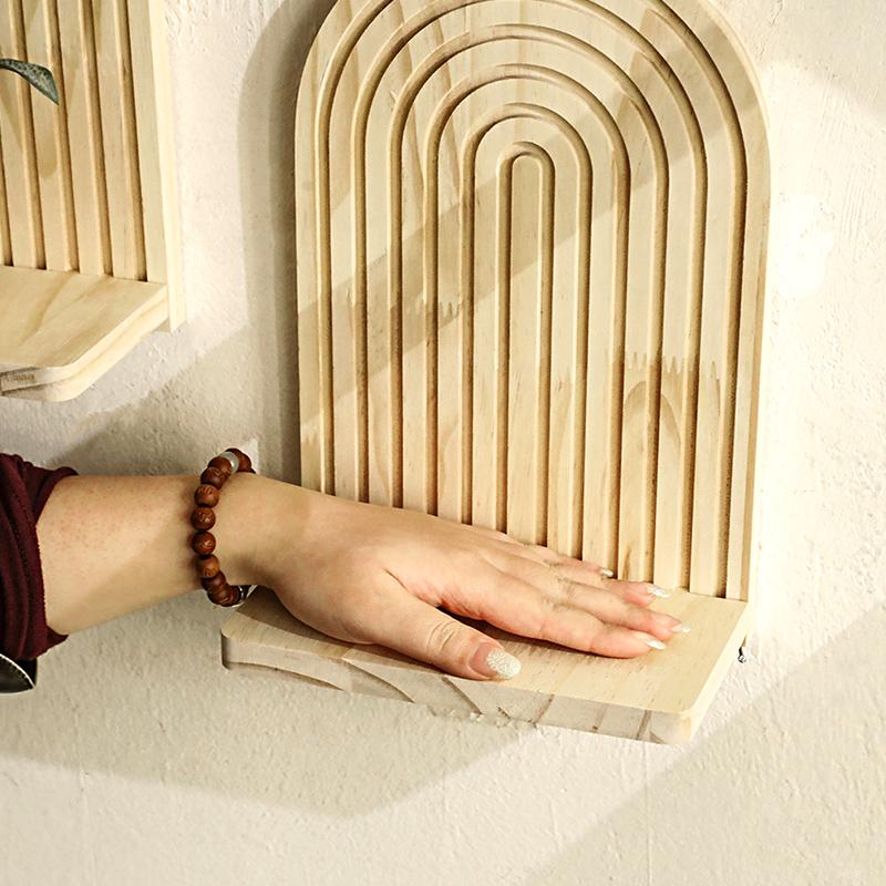 29.5cm*19.5cm Crafts Ornaments Natural Materials DIY Storage Rack Handmade Wall Hanging Decorative Wood Corridor Home Decoration