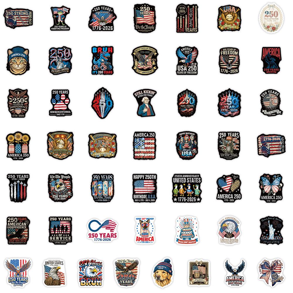 USA 250th Anniversary Waterproof Graffiti Stickers: 50-Pack for Water Bottles & Computers