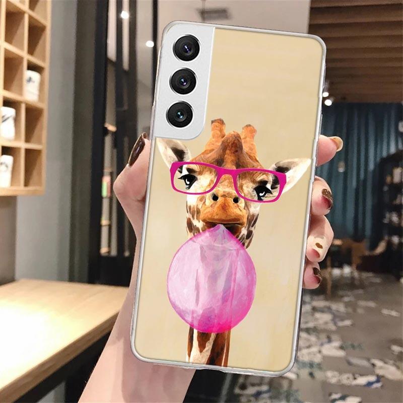 Cute Cartoon Giraffe Animal Soft Phone Case For Samsung Galaxy S24 S23 S22 S25 Ultra S21 Plus S20 FE S10 + S24Ultra Pattern Capa