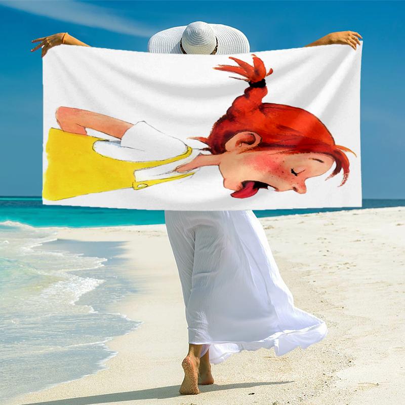 Pippi Longstocking Fashion Beach Towel: Ideal for Summer Adventures Soft, absorbent and quick drying suitable for swimming and bathing