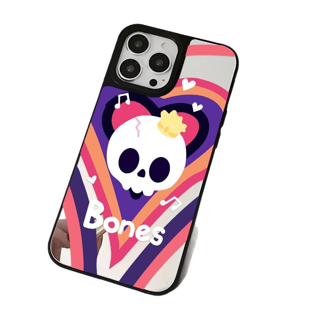 Halloween Skeleton Mirror Phone Case for Apple 17 Pro Max/16 Pro/15/14 Large Hole/13