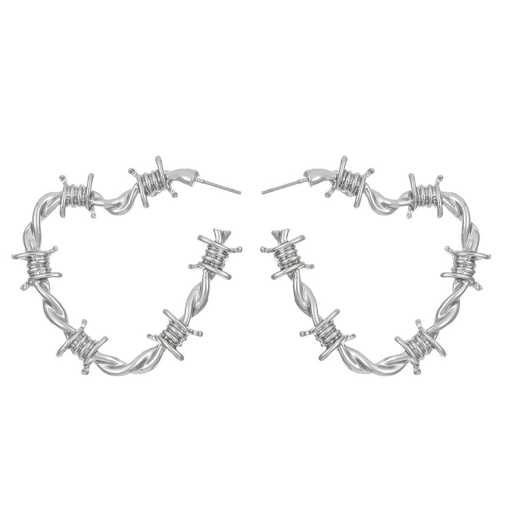 Stylish Heart With Thorn Earrings Statement Pieces Korean Styles Alloy Fashion Ear Jewelry