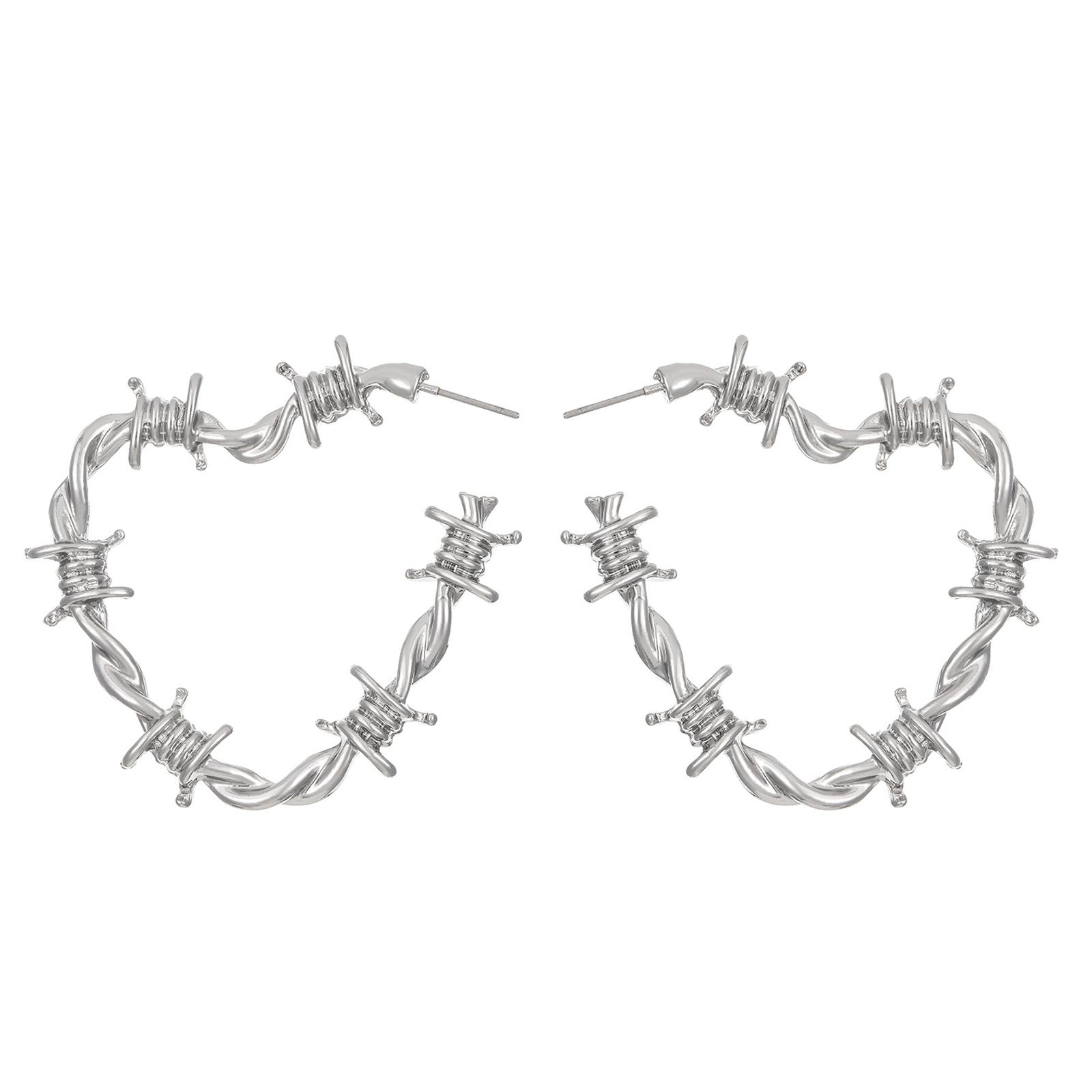 

Stylish Heart With Thorn Earrings Statement Pieces Korean Styles Alloy Fashion Ear Jewelry белый