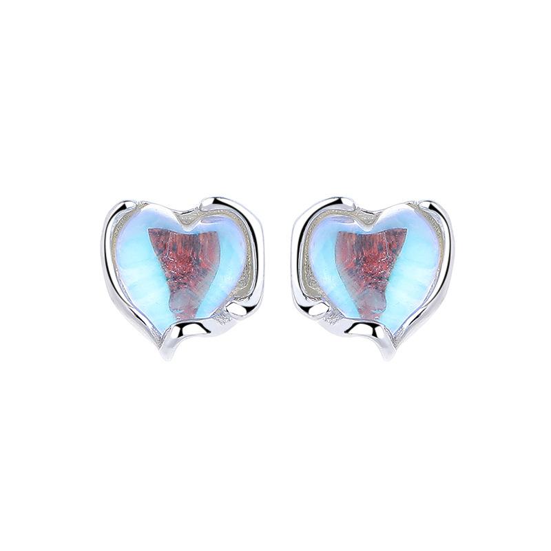 

Love Moonstone Stud Earrings Love Sweet Girl Earrings New Earrings Threaded Versatile Earbone Stud 925 silver платиновий