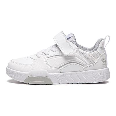 Li Ning Moda Infantil Confortável Amortecimento Absorção de Choque Tênis de Retorno Tênis Infantil Padrão-Branco YKNU060-1