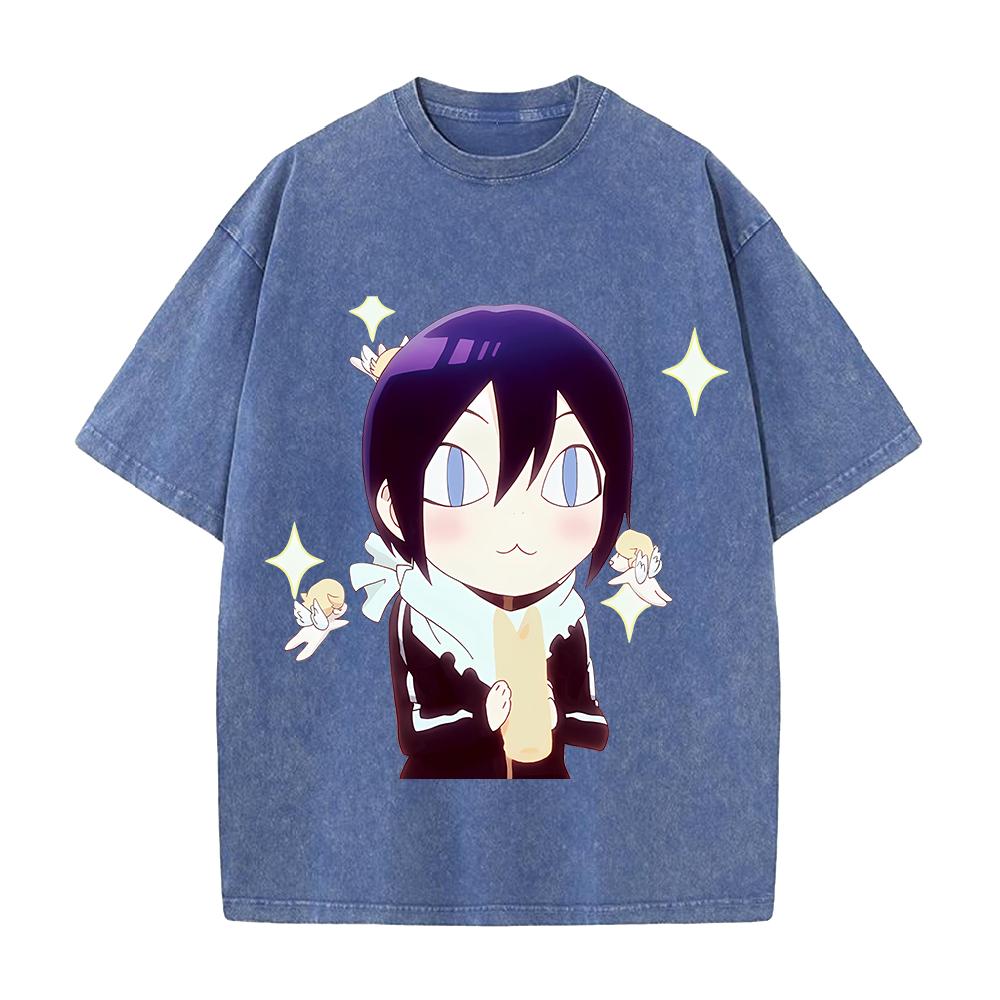 Hot Anime Noragami Yato Graphic Tee Men Women Short Sleeve Clothing Washed Cotton Tshirt Casual T-shirt Harajuku Vintage T Shirt
