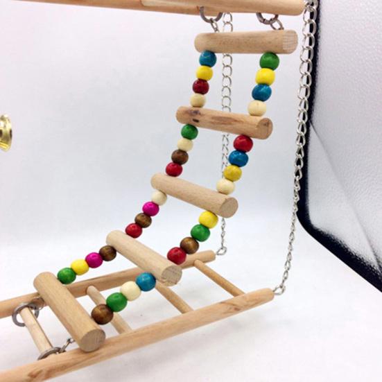 Beaded Bell Swing Double Climbing Ladder Stand Parrot Birds Toy Hanging Decor