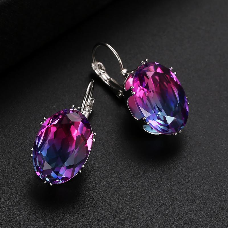 WWJ Unique Mix Color Cubic Zirconia Drop Earrings Gradient Ear Stud