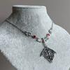 Gothic Bat Pendant Necklace For Women With Alloy Cross Chain Halloween Jewelry