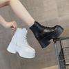 Retro British Style Martin Boots Short Boots Women's 2025 Autumn and Winter New Solid Color Thick Sole Height Increase 11 Cm Lace-up Fashion