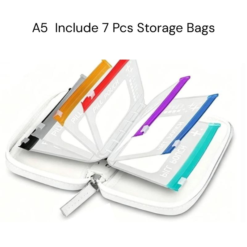 1 Set Writable Labels A8 Waterproof Pill Pouch Kit With 7/14 Color-Coded Pouches For Daily Medication Vitamins & Supplements