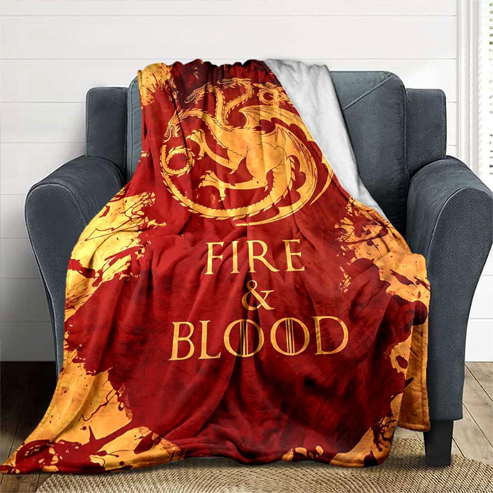 1pc Fire Blood Throw Blanket Soft Flannel, Cozy All Season Polyester Perfect for Home, Office