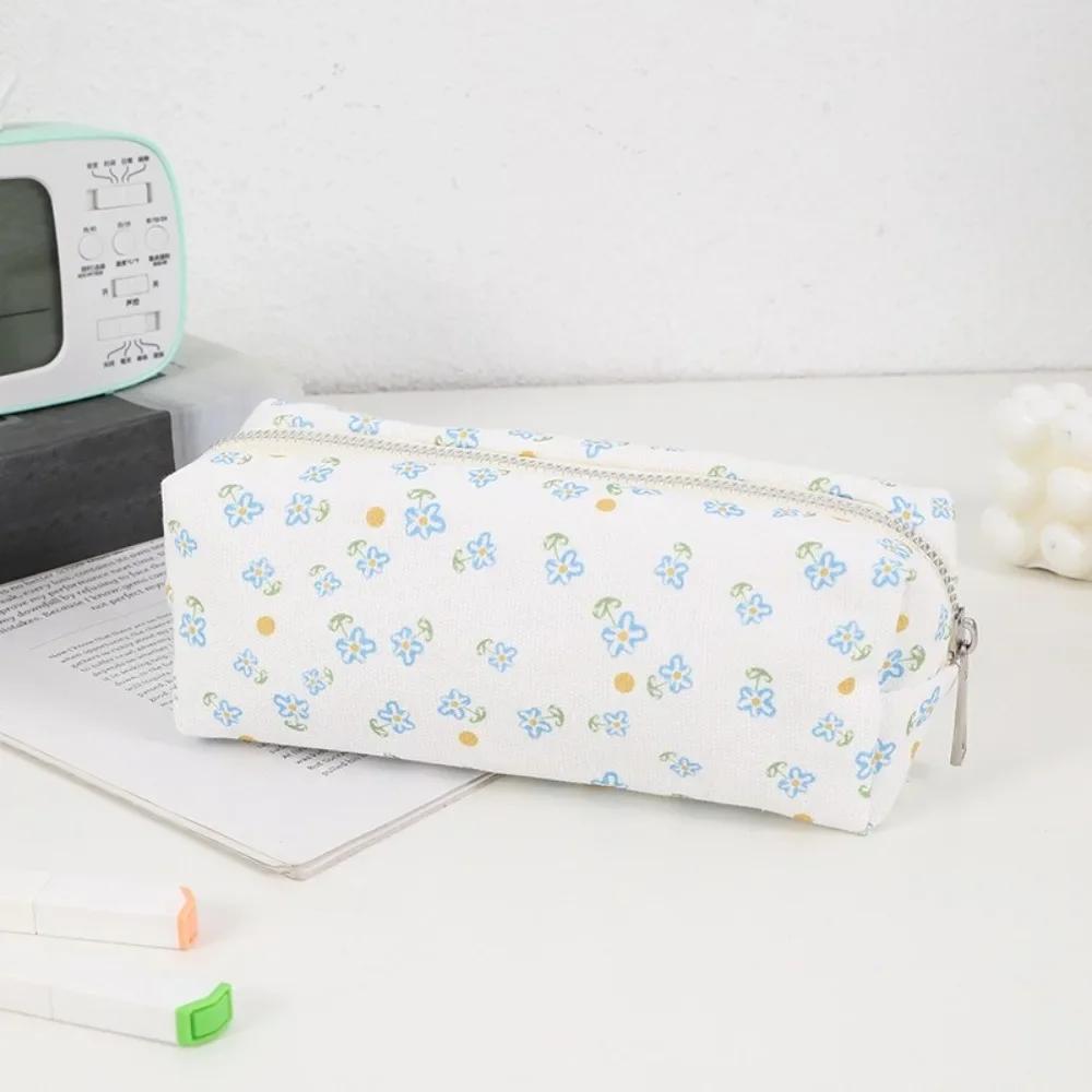 INS Floral Print Pen Bag Large Capacity Multifunctional Pencil Case Stationery Bag Students