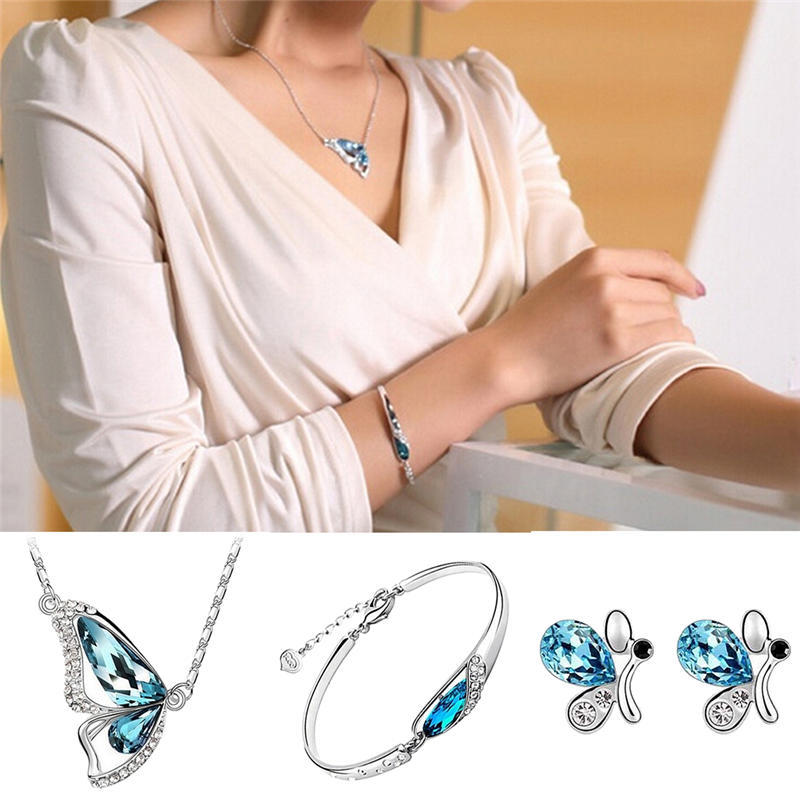 Butterfly Jewelry Sets Necklace + Earring+Bracelet  Set