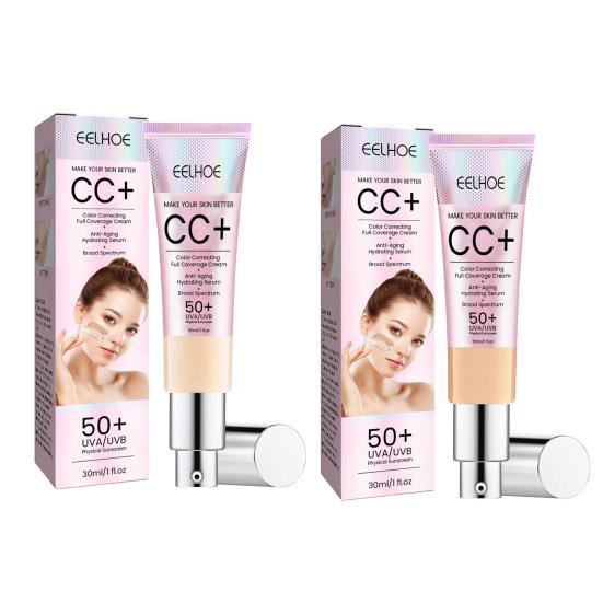 30ML CC Cream Color Correcting Full Coverage Foundation SPF 50+ Lightweight Facial Cream Hydrating Long Lasting Waterproof Natural Moisturizer