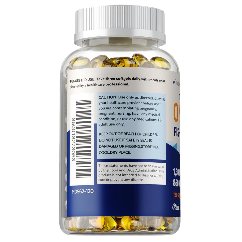 Capsules d'huile de poisson concentrée des grands fonds, contenant des suppléments nutritionnels doubles EPA et DHA, adaptées aux adultes.