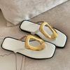 Fashion Fashion Metal Flip Flops Women Slippers New In 2025 Luxury Summer Beach Female Slides Ladies Slippers Flats Sandals Shoes