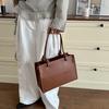 Large Capacity Tote Bag Women Stylish Commuter Shoulder PU Leather Crossbody With Zip Interior Pockets
