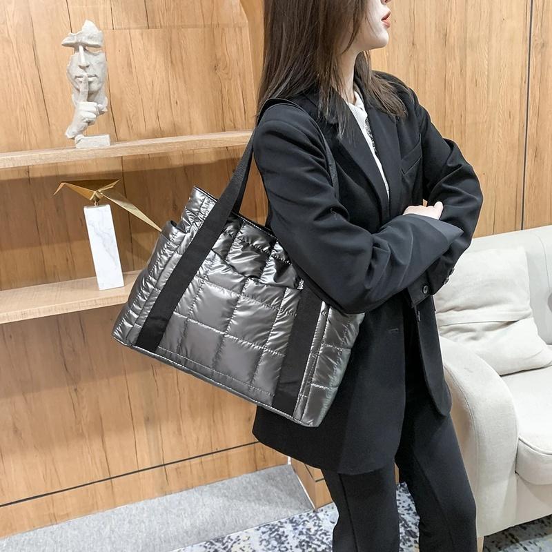 Winter Bags Space Bags Space Padded Women Shoulder Bags Winter Large Capacity Handbags Designer Nyl Cott Warm Tote Solid