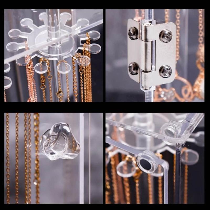 Bracelet Necklace Display Stand Clear Acrylic Hanging Jewelry Holder Dustproof Jewelry Organizer Desktop Storage Box