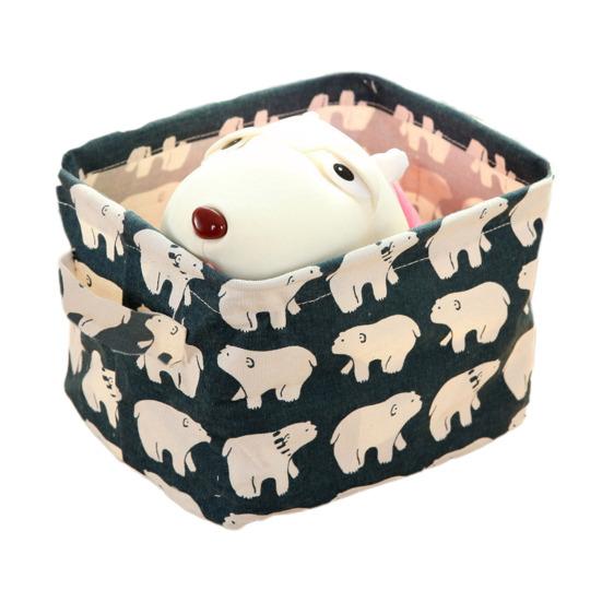 Foldable Storage Basket with Handles Waterproof Large Capacity Cotton Linen Printed